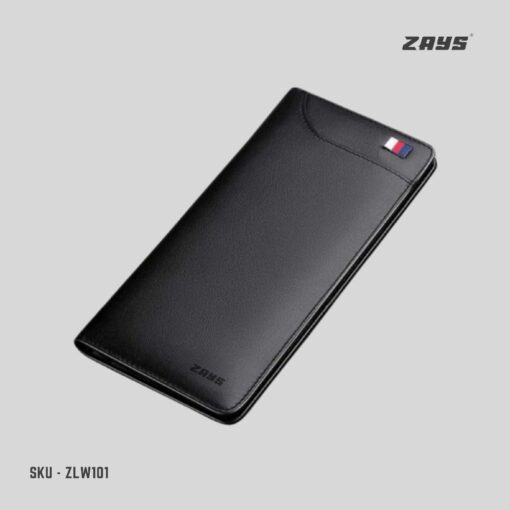 Zays Ultra-Thin Genuine Leather Long Wallet Slim, Durable with Multiple Pockets (ZLW101-Black) - Image 5