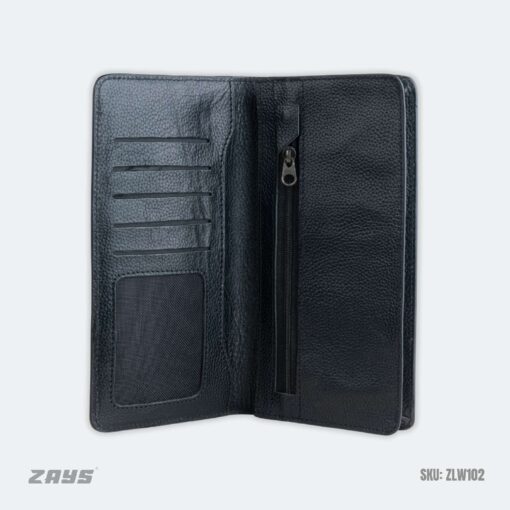 Zays Premium Leather Long Wallet | Stylish, Durable & Minimalist Design (ZLW102-Black) - Image 6