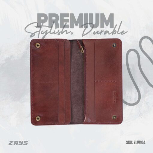 Zays Handcrafted Full-Grain Leather Long Wallet - Elegant, Durable, and Functional for Everyday Use (ZLW106-Chocolate) - Image 1
