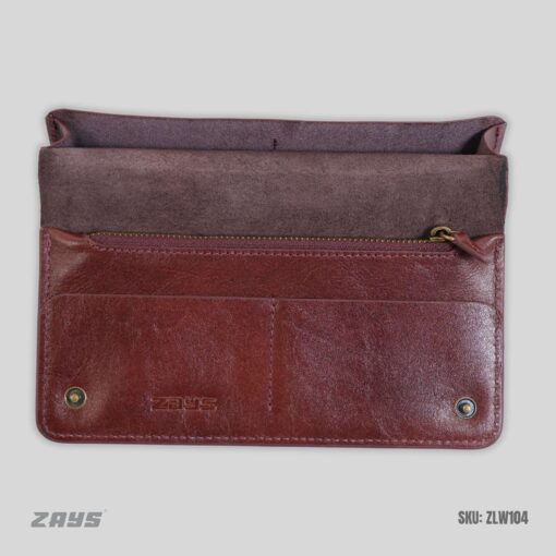 ZLW104 (3) Zays Handcrafted Full-Grain Leather Long Wallet - Elegant, Durable, and Functional for Everyday Use (ZLW106-Chocolate) - Image 5