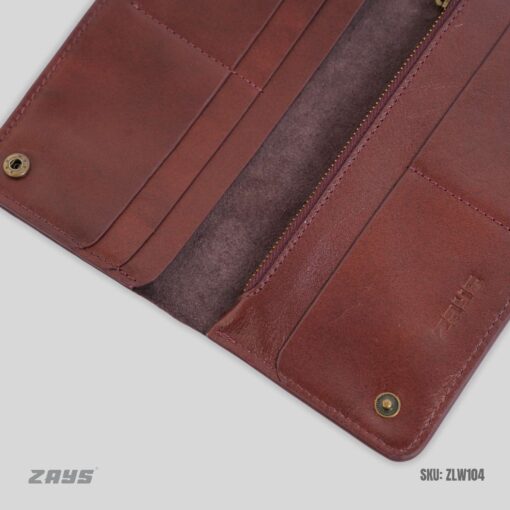 ZLW104 (4) Zays Handcrafted Full-Grain Leather Long Wallet - Elegant, Durable, and Functional for Everyday Use (ZLW106-Chocolate) - Image 4