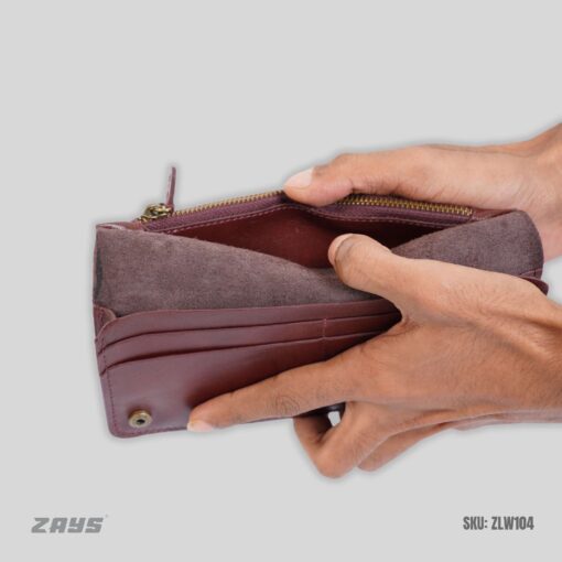 ZLW104 (7) Zays Handcrafted Full-Grain Leather Long Wallet - Elegant, Durable, and Functional for Everyday Use (ZLW106-Chocolate) - Image 6