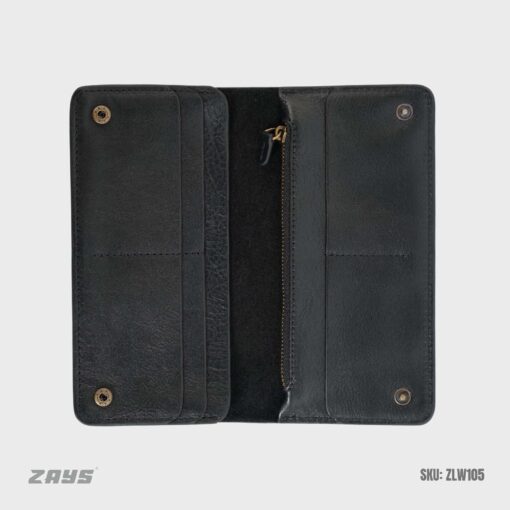 ZLW105 (2) Zays Handcrafted Full-Grain Leather Long Wallet - Elegant, Durable, and Functional for Everyday Use (ZLW105-Black) - Image 10