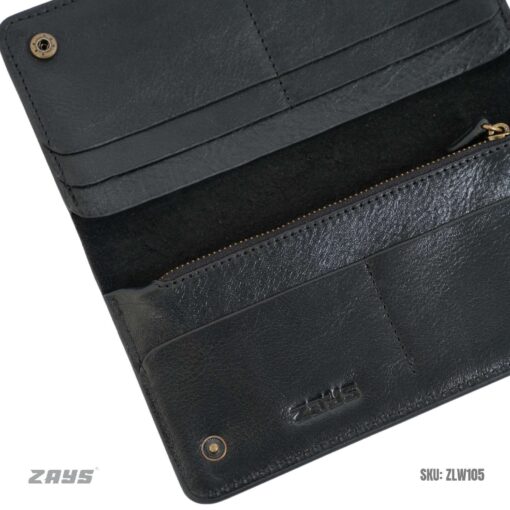 ZLW105 (4) Zays Handcrafted Full-Grain Leather Long Wallet - Elegant, Durable, and Functional for Everyday Use (ZLW105-Black) - Image 4