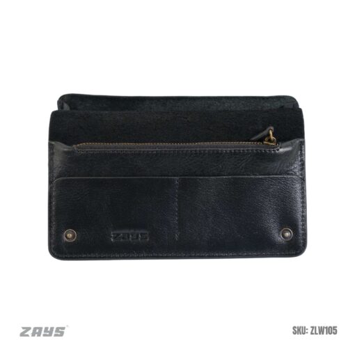ZLW105 (5) Zays Handcrafted Full-Grain Leather Long Wallet - Elegant, Durable, and Functional for Everyday Use (ZLW105-Black) - Image 9