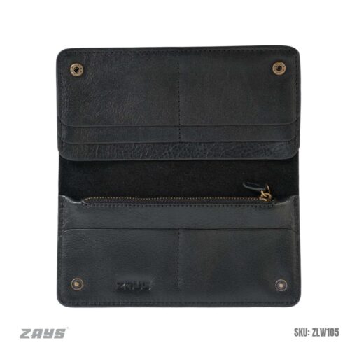 ZLW105 (9) Zays Handcrafted Full-Grain Leather Long Wallet - Elegant, Durable, and Functional for Everyday Use (ZLW105-Black) - Image 6