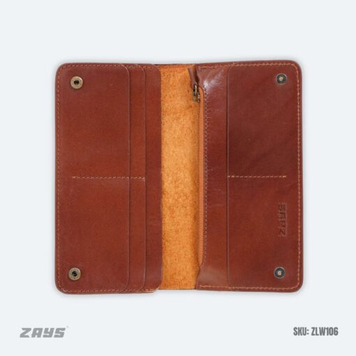Zays Handcrafted Full-Grain Leather Long Wallet - Elegant, Durable, and Functional for Everyday Use (ZLW104-Brown) - Image 7
