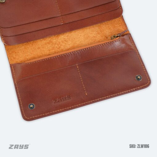 Zays Handcrafted Full-Grain Leather Long Wallet - Elegant, Durable, and Functional for Everyday Use (ZLW104-Brown) - Image 5