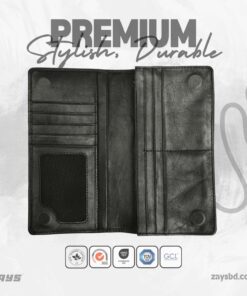 Zays Handcrafted Premium Eco-Friendly Leather Long Wallet for Max 2 Mobile (ZLW107-Black)