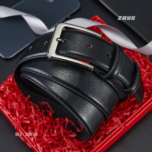 ZMB101 (5) Zays Handcrafted Genuine Leather Belt for Men – Premium Quality, Adjustable, Stylish & Durable (MB101-Black) - Image 3