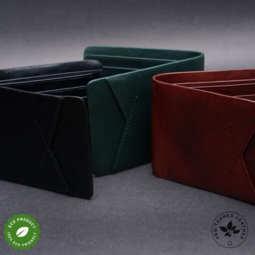 Zays Handcrafted Premium Leather Bifold Short Wallet (SW105-Deep Green) - Image 9