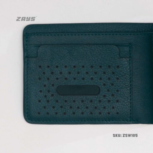 Zays Handcrafted Premium Leather Bifold Short Wallet (SW105-Deep Green) - Image 5