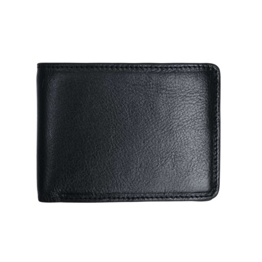 ZSW106 (2) Zays Handcrafted Premium Leather Bifold Short Wallet (SW106-Black) - Image 3