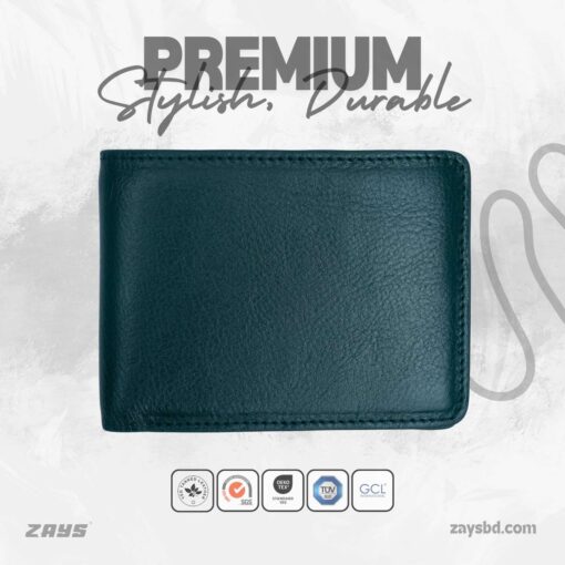 ZSW108 (1) Zays Handcrafted Premium Leather Bifold Short Wallet (SW108-Deep Green) - Image 1