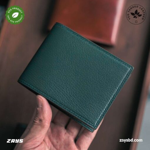 Zays Handcrafted Premium Leather Bifold Short Wallet (SW108-Deep Green) - Image 3