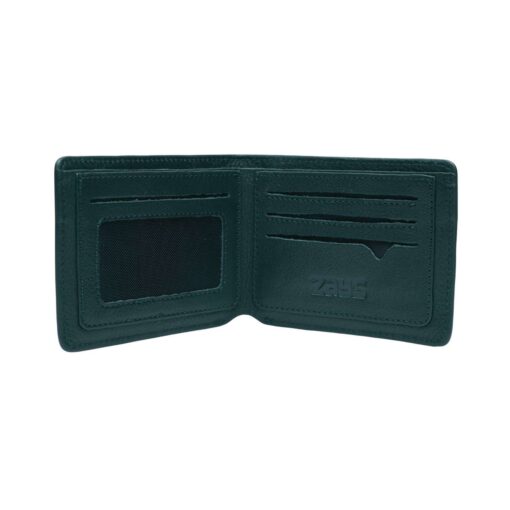 Zays Handcrafted Premium Leather Bifold Short Wallet (SW108-Deep Green) - Image 4