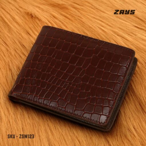 Zays Handcrafted Crocodile Embossed Premium Leather Bifold Short Wallet (SW123) - Image 4