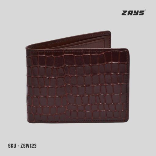 Zays Handcrafted Crocodile Embossed Premium Leather Bifold Short Wallet (SW123) - Image 5