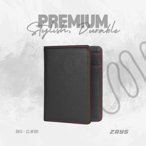 ZSW124 (1) Zays Handcrafted Premium Leather Bifold Short Wallet (SW124-Black) - Image 1