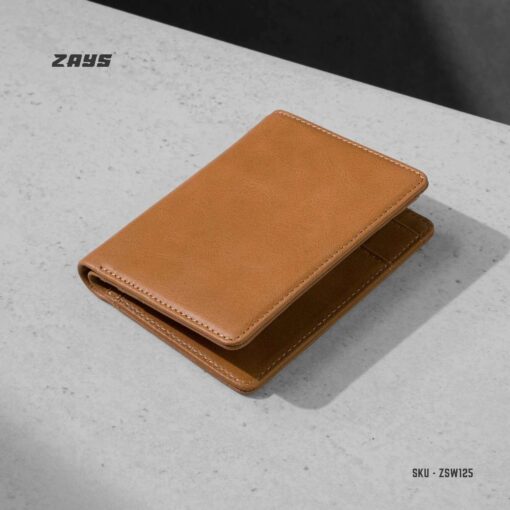 Zays Handcrafted Premium Leather Bifold Short Wallet (SW125-Brown) - Image 6