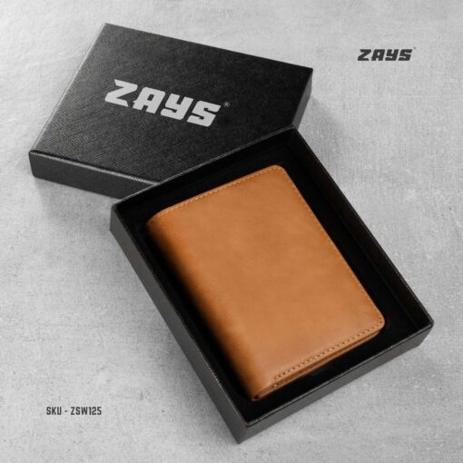 Zays Handcrafted Premium Leather Bifold Short Wallet (SW125-Brown) - Image 5