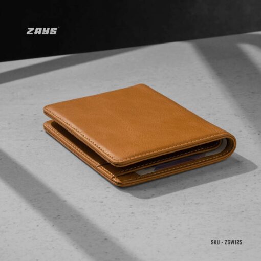 Zays Handcrafted Premium Leather Bifold Short Wallet (SW125-Brown) - Image 4