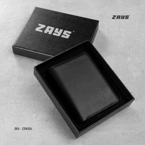 Zays Handcrafted Premium Leather Bifold Short Wallet (SW126-Black) - Image 8