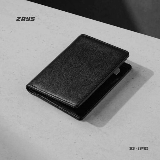 Zays Handcrafted Premium Leather Bifold Short Wallet (SW126-Black) - Image 4