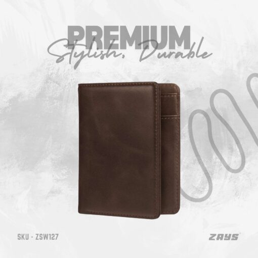 Zays Handcrafted Premium Leather Bifold Short Wallet (SW127-Chocolate) - Image 1