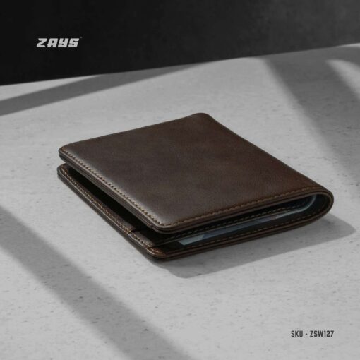 Zays Handcrafted Premium Leather Bifold Short Wallet (SW127-Chocolate) - Image 7