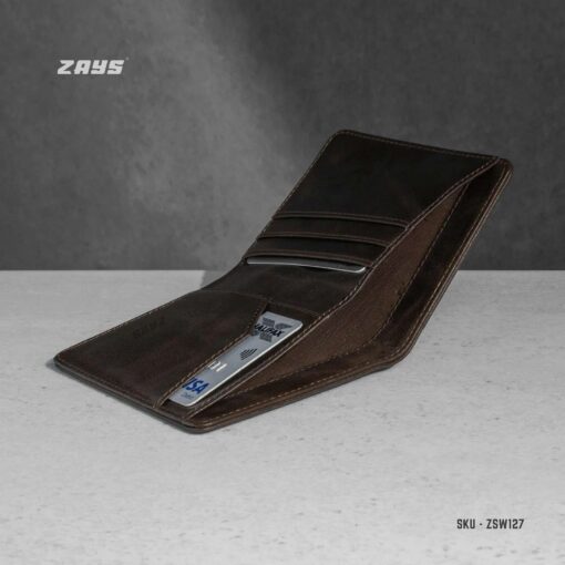 Zays Handcrafted Premium Leather Bifold Short Wallet (SW127-Chocolate) - Image 6