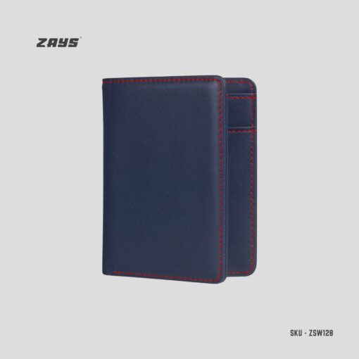 Zays Handcrafted Premium Leather Bifold Short Wallet (SW128-Blue) - Image 6