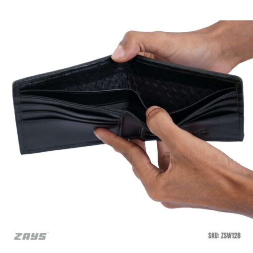 Zays Handcrafted Real Patti Design Premium Genuine Leather Bifold Short Wallet (ZSW129-Black) - Image 5