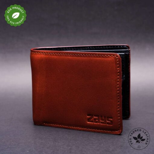 Zays Handcrafted Premium Eco-Friendly Oil Pull Up Leather Bifold Short Wallet (ZSW130-Brown) - Image 3