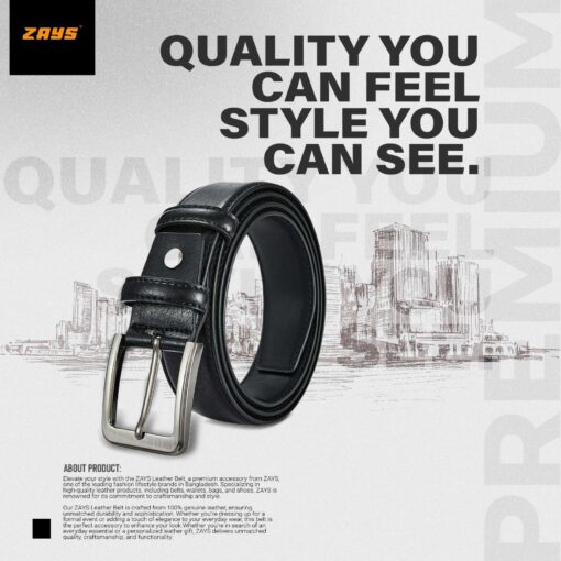 Zays Oversized Genuine Leather Belt for Men | Handcrafted 100% Full-Grain Leather | Durable & Adjustable Plus Size Belt (up to 60") - Image 2