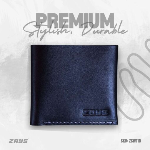 A (1) ZAYS Slim Bifold Leather Wallet for Uniesx – Top Grain Genuine Leather, Snap Button Closure, Holds Cash & Cards – Compact, Lightweight (ZSW110-Black) - Image 1