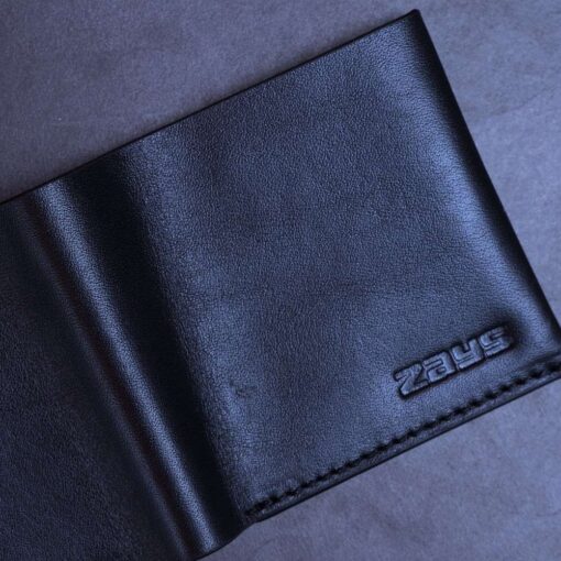 A (14) ZAYS Slim Bifold Leather Wallet for Uniesx – Top Grain Genuine Leather, Snap Button Closure, Holds Cash & Cards – Compact, Lightweight (ZSW109-Black) - Image 2