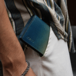 Zays Premium Eco-Friendly Leather Magnetic Card Holder Mini Wallet (ZCW115-Sky & Cream Mix) - Image 8