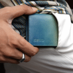 Zays Premium Eco-Friendly Leather Magnetic Card Holder Mini Wallet (ZCW115-Sky & Cream Mix)