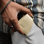 Zays Premium Eco-Friendly Leather Magnetic Card Holder Mini Wallet (ZCW114-Light Cream)