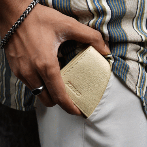 128 Zays Premium Eco-Friendly Leather Magnetic Card Holder Mini Wallet (ZCW114-Light Cream) - Image 1