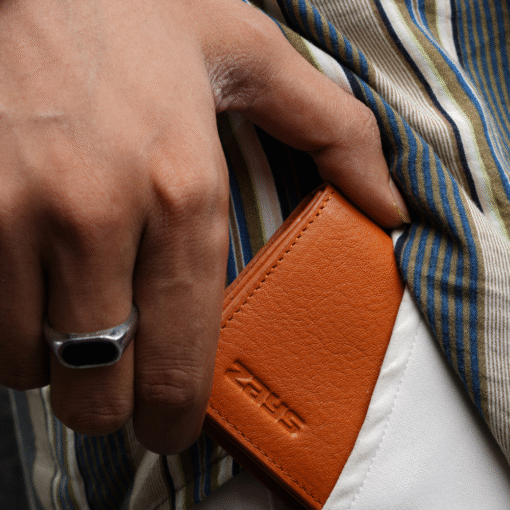 Zays Premium Eco-Friendly Leather Magnetic Card Holder Mini Wallet (ZCW110-Tan Brown) - Image 1