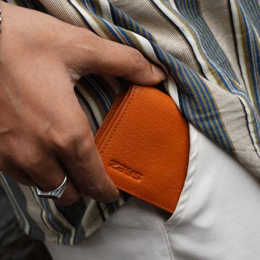 Zays Premium Eco-Friendly Leather Magnetic Card Holder Mini Wallet (ZCW110-Tan Brown) - Image 4