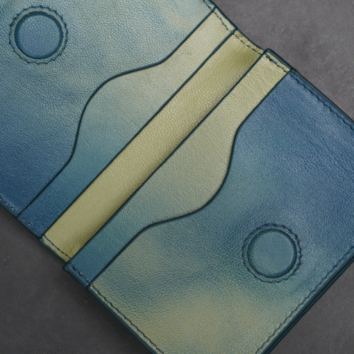 Zays Premium Eco-Friendly Leather Magnetic Card Holder Mini Wallet (ZCW115-Sky & Cream Mix) - Image 2