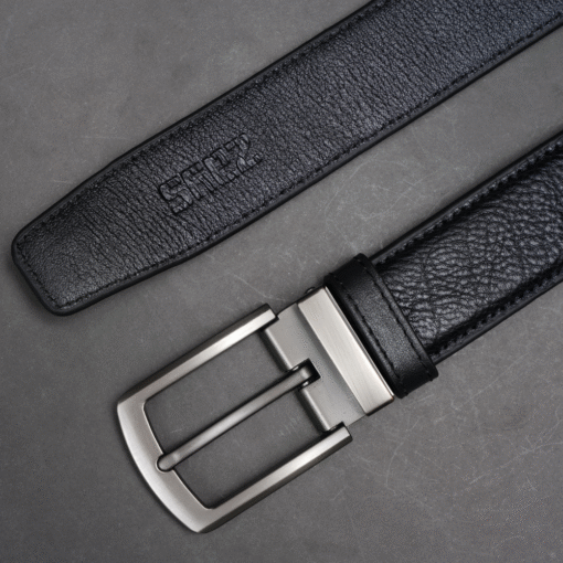 Zays Handcrafted Genuine Leather Belt for Men – Premium Quality, Adjustable, Stylish & Durable (ZMB150-Black) - Image 1