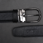 Zays Handcrafted Genuine Leather Belt for Men – Premium Quality, Adjustable, Stylish & Durable (ZMB154-Black) - Image 3