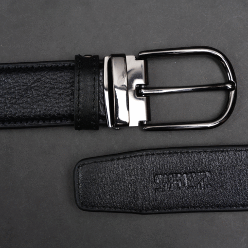Zays Handcrafted Genuine Leather Belt for Men – Premium Quality, Adjustable, Stylish & Durable (ZMB154-Black) - Image 3