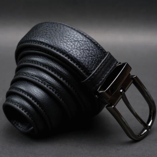 Zays Handcrafted Genuine Leather Belt for Men – Premium Quality, Adjustable, Stylish & Durable (ZMB154-Black) - Image 2