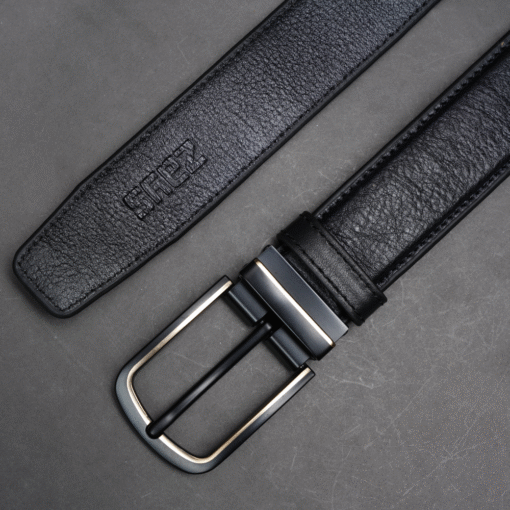 Zays Handcrafted Genuine Leather Belt for Men – Premium Quality, Adjustable, Stylish & Durable (ZMB155-Black) - Image 4
