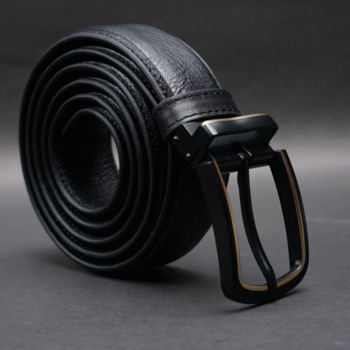 Zays Handcrafted Genuine Leather Belt for Men – Premium Quality, Adjustable, Stylish & Durable (ZMB155-Black) - Image 1
